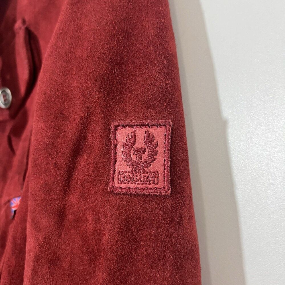 Belstaff The Aviator Suede Jacket Womens Genuine Leather Burgundy Mesh Detail 42 - Picture 5 of 12
